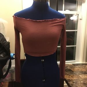 Coral Off-Shoulders Midriff Top